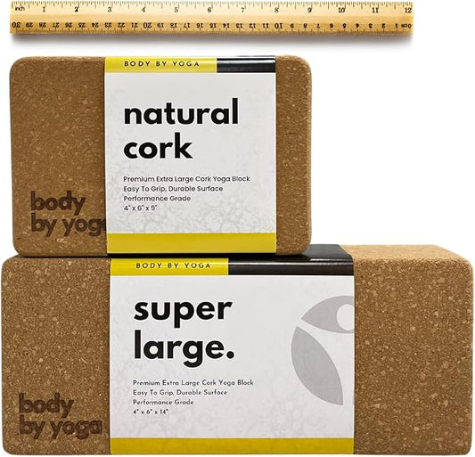 Freedom Block – World’s Tallest Cork Yoga Block (14” x 6” x 4”) | Extra Large Yoga Block for Better Support, Balance & Flexibility | Raises the Floor for Safer, More Accessible Yoga | Body By Yoga