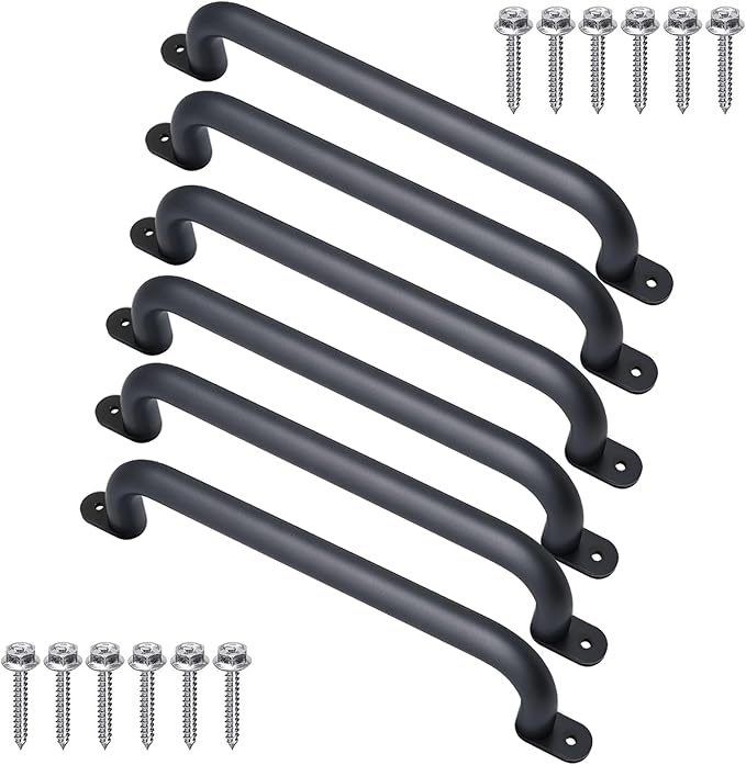 17 Inch Black Metal Playground Accessories Safety Handles Pack of 6- Playset Grab Handles, Swing Sets Hand Grips, Grab Rail Monkey Bar for Playhouse, Treehouse