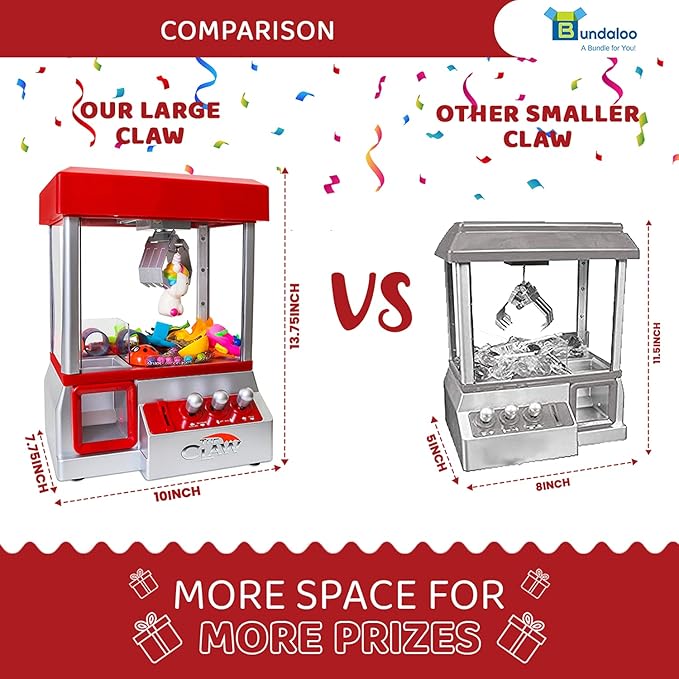 Claw Machine Arcade Game with Sound, Cool Fun Mini Candy Grabber Prize Dispenser Vending Toy for Kids, Boys & Girls