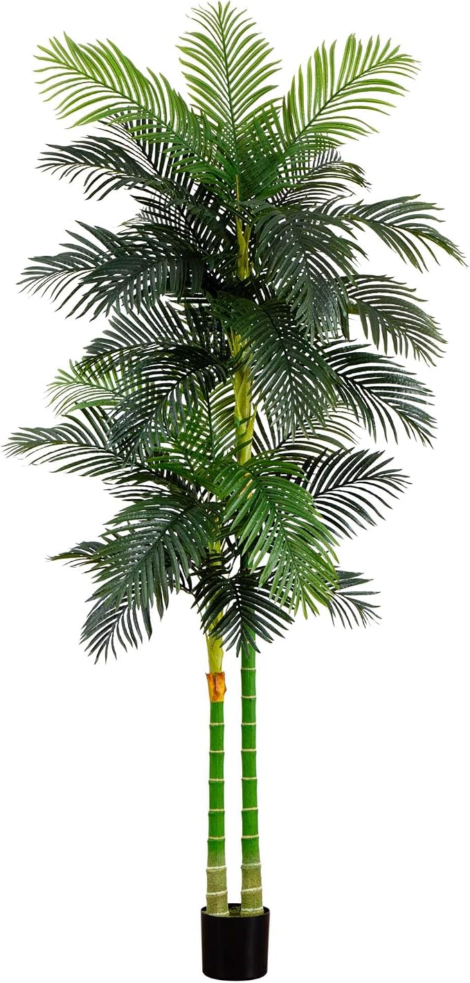 Nearly Natural 9ft. Artificial Double Stalk Golden Cane Palm Tree