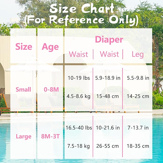 Babygoal Baby Girl and Boy Swim Diapers, Reusable Adjustable Washable One Size Fits 0-8M Baby Gifts and Swimming Lessons 3 Pack 3SD06