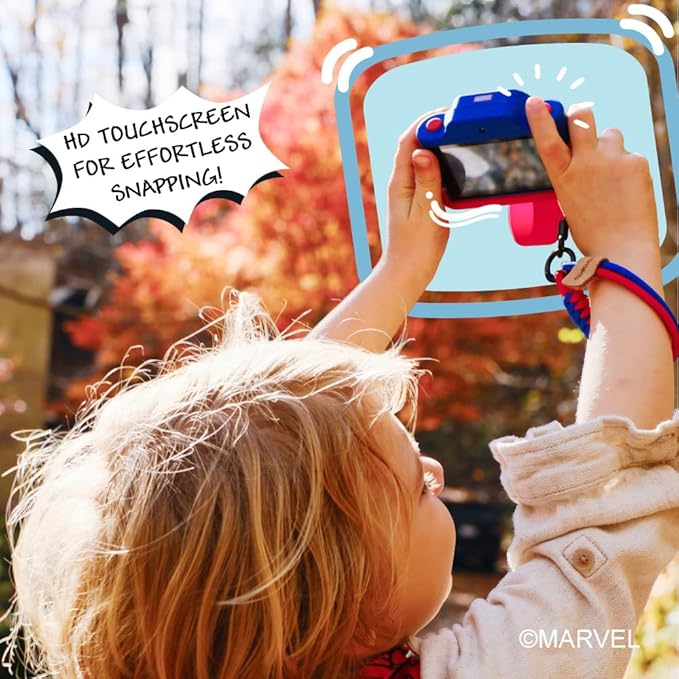 Spider-Man Kids Digital Camera & Video Camcorder with 3" Touchscreen, Soft Silicone Casing, Detachable Lens Cap, 32GB Memory Card - Model K2 by kiimento 2025 Upgrade