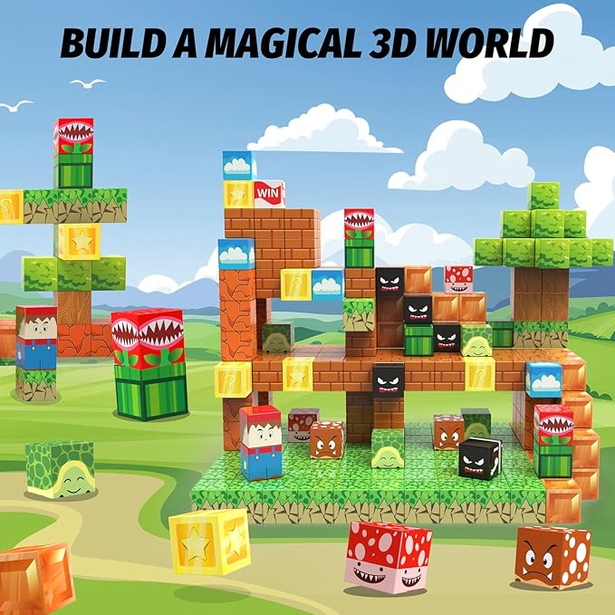 Magnetic Blocks, 48PCS 1inch Magnet Building Cube Toys for Kids Boys Girls, Stacking Magnets for Kids, Birthday Gifts for Boys and Girls Age 3+ Years Old
