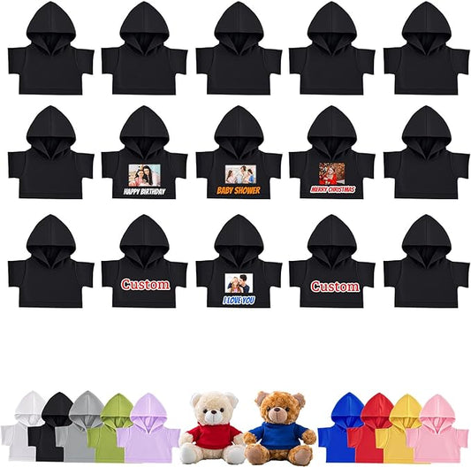 15 Pcs Personalized Teddy Bear Clothes with Name Photo, Custom Stuffed Animal Clothing Fit 8-16inch Stuffed Bears Clothes, Personalized Doll Clothing Make Your Own Plush Doll Shirt