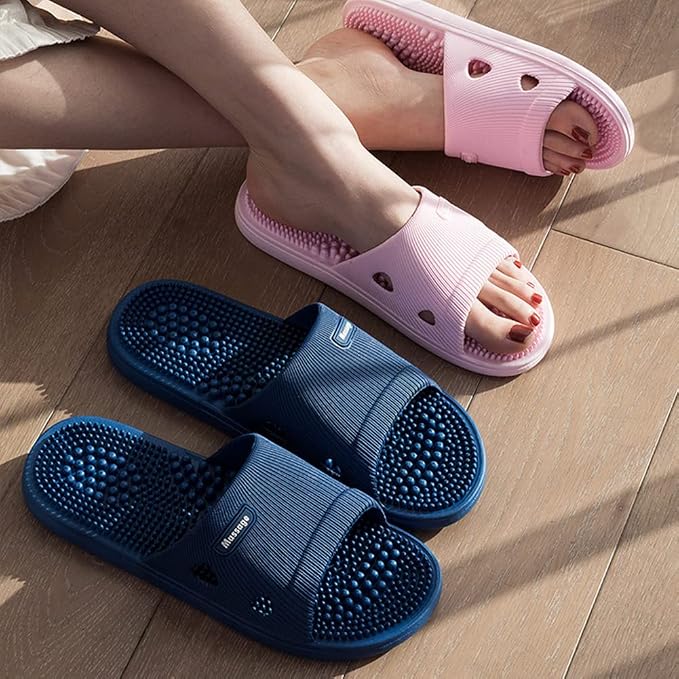 Acupressure Massage Slippers for Plantar Fasciitis for Women Acupuncture Slippers Arthritis Neuropathy Pain Relief Non-Slip Massage Sandals Women Stress Relief Gifts for Bath (US Men 8.5-9.5, Blue)