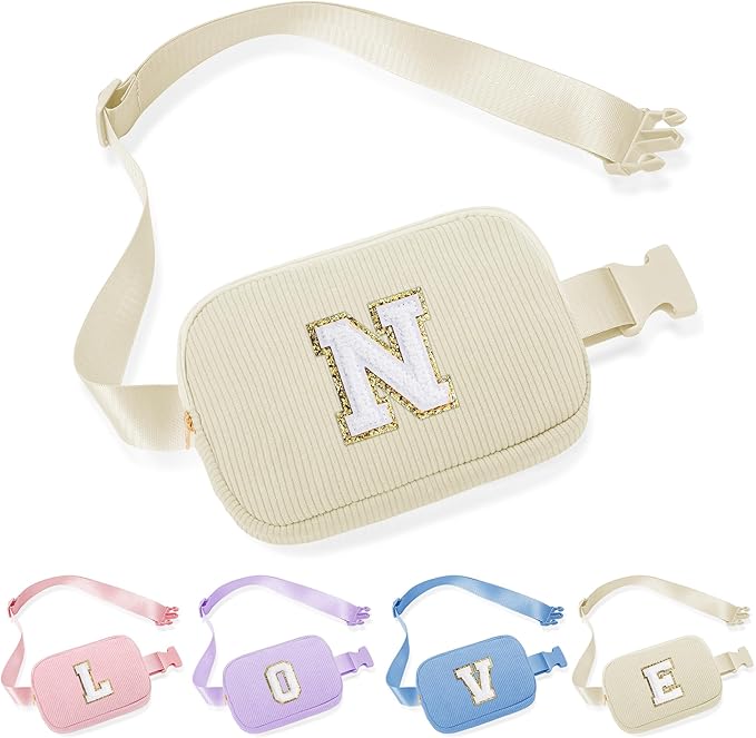 YOOLIFE Gifts for Teen Girls Kids, Gift for Sister Daughter Girlfriend Birthday Letter White Belt Bag Cross Body Bag for Women Thank You Nurse Teacher Appreciation Gifts for Her (White N)