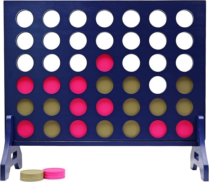 Tailgating Pros Premium Navy Giant Four in a Row with Carrying Case - Jumbo Oversized Outdoor Yard Game - Connect Multiple Pucks in a Row to Win - Many Puck Colors Available!