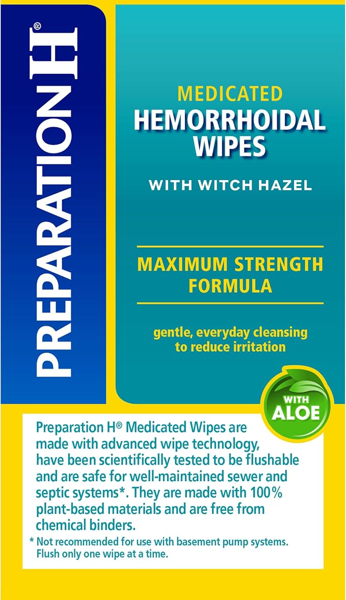 Preparation H Hemorrhoid Flushable Wipes with Witch Hazel for Skin Irritation Relief - 96 Count