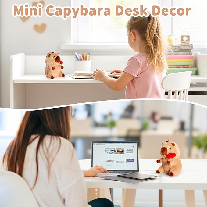 SASBSC Cute Capybara Plush Keychain Stuffed Animal Pendant for Back to School Gifts, Backpack Charm, Desk Decor, Birthday Party Favor, Stress Relief Toys for Kids Aduts (Kiss Style)