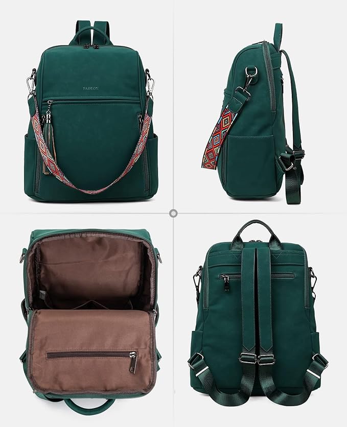 FADEON Leather Backpack Purse for Women Designer Travel Backpack Purses PU Fashion Ladies Shoulder Bag with Tassel