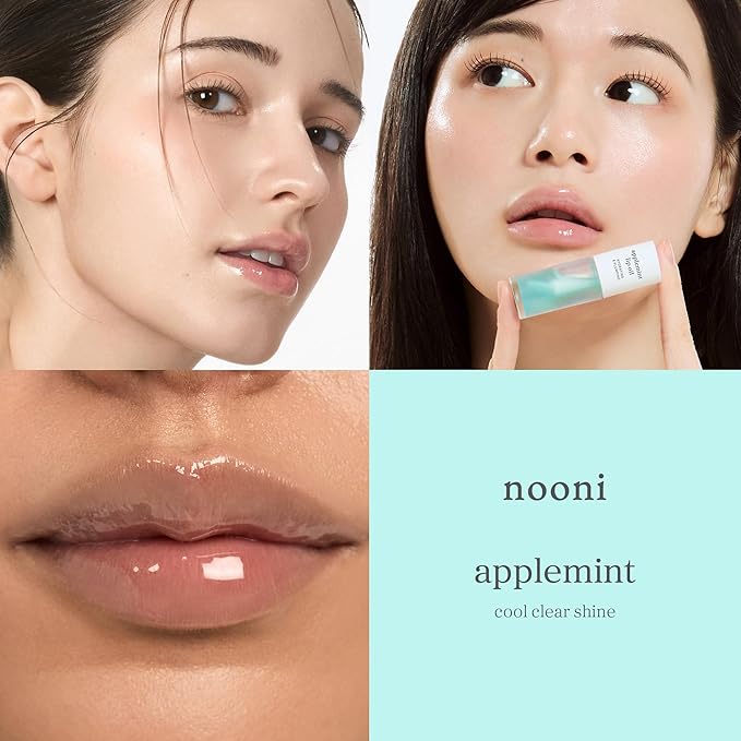 NOONI Korean Lip Oil - Applemint | Long-Lasting, Moisturizing, Plumping, Revitalizing for Dry Lips, Waterproof, No Peel Off, Hydrating, Nourishing Crystal Clear, 0.12 FL Oz