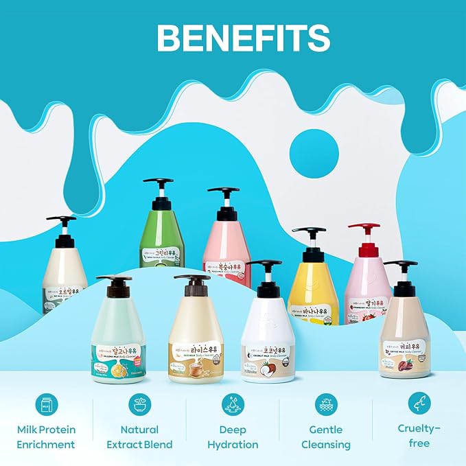 Kwailnara Rice Milk Body Wash & Lotion Set (19.75 Oz Each) – 2-Piece Korean Skincare Duo for Radiant & Hydrated Skin | Milk Protein, Royal Jelly & Rice Extract | Paraben-Free