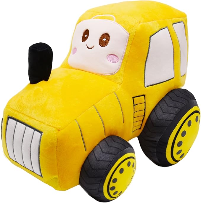 Soft Plush Tractor Stuffed Truck Toy Super Cute Car Plushie Throw Pillow Excellent Gifts for Kids or Birthday Party 12 Inches (Yellow)