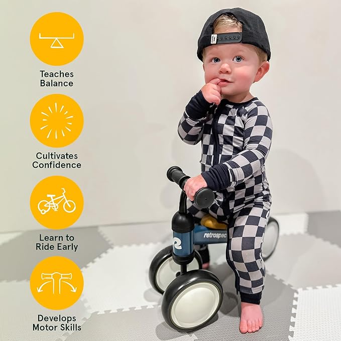 Retrospec Cricket Baby Walker Balance Bike with 4 Wheels for Ages 12-24 Months - Baby Toys & Toddler Toys for 1 Year Olds - Ride On Bicycle - Boys & Girls