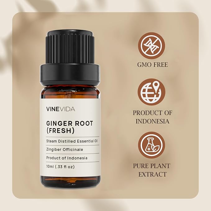 VINEVIDA Fresh Ginger Root Essential Oil 10 mL - Undiluted Candle Scent DIY Scents for Candlemaking Soap Making