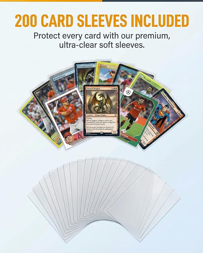 X PRO 1000+ Card Binder - Comes with 200 Card Sleeves | Compatible with TCG, Sports, MTG & More - Ringless Trading Card Binder | 1000 Pockets | TCG Binder (Midnight Blue)