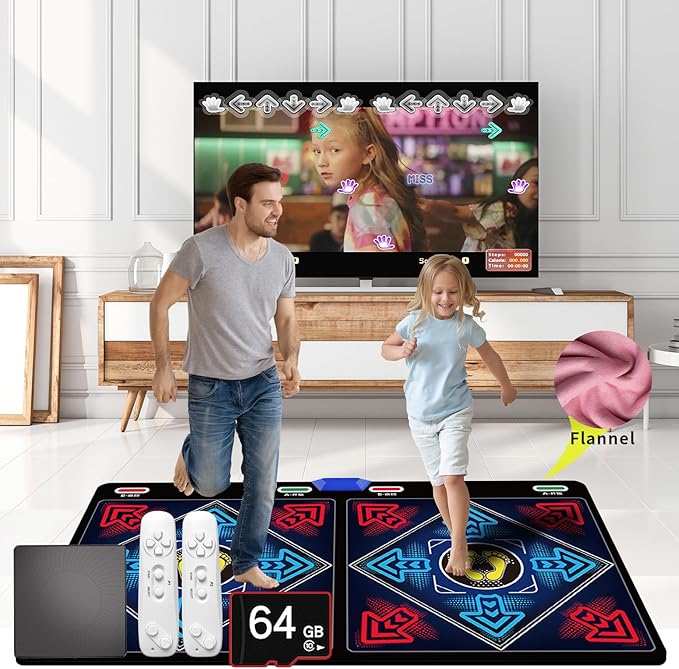 WuZhuangYuan Music Dance Mat for Kids & Adults,Ideal for Fitness Dance Games,64GB Memory Card,899 Games,75 Music Videos,650 Songs.for TV use,Made of Premium Flannel,a Luxurious Gift for Children