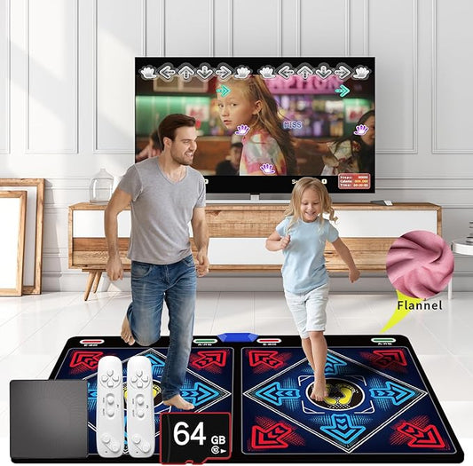 WuZhuangYuan Music Dance Mat for Kids & Adults,Ideal for Fitness Dance Games,64GB Memory Card,899 Games,75 Music Videos,650 Songs.for TV use,Made of Premium Flannel,a Luxurious Gift for Children
