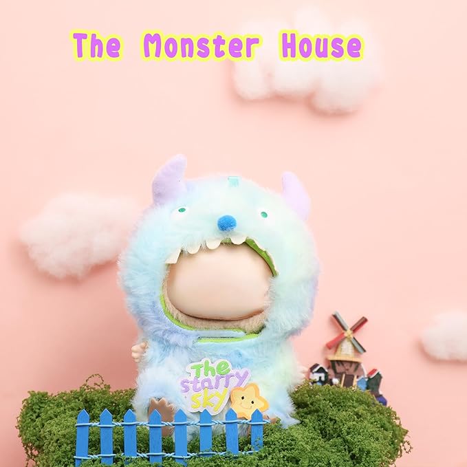 Clothes for labubu 17cm Accessories Suit Cute Clothes for Doll Dress up Monster Style Outfits（Blue）