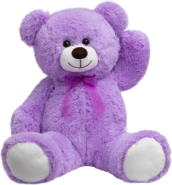 HollyHOME Big Teddy Bear Stuffed Animal Large Teddy Bear Cuddly Plush Toy for Girlfriend Kids 36 inches Purple