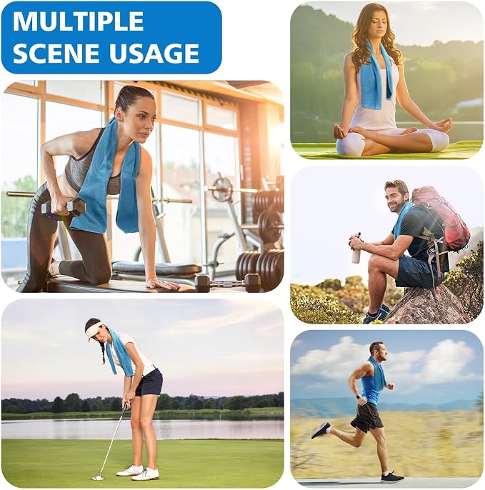 24 Pack Cooling Towels Bulk for Neck and Face 40"x12" Ice Cooling Sweat Rags Microfiber Soft Breathable Soft Chilly Towel for Yoga Golf Sport Running
