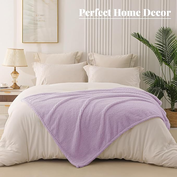 Whale Flotilla Extra Large Soft Fleece Throw Blanket for Couch | 50x70 Inch, Lilac, Suitable for Sofa Chair Bed, Fluffy Fuzzy Jacquard Blankets for All Season, Lightweight and Cozy