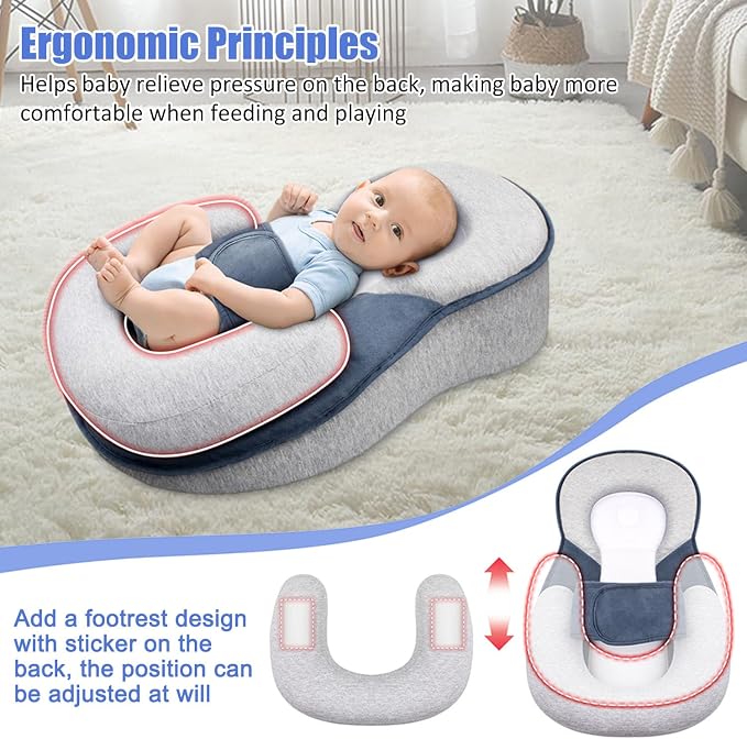 Baby Wedge Pillow for Newborn, Adjustable Wedge Baby Breastfeeding Lounger Perfect for Reducing Spit-Up