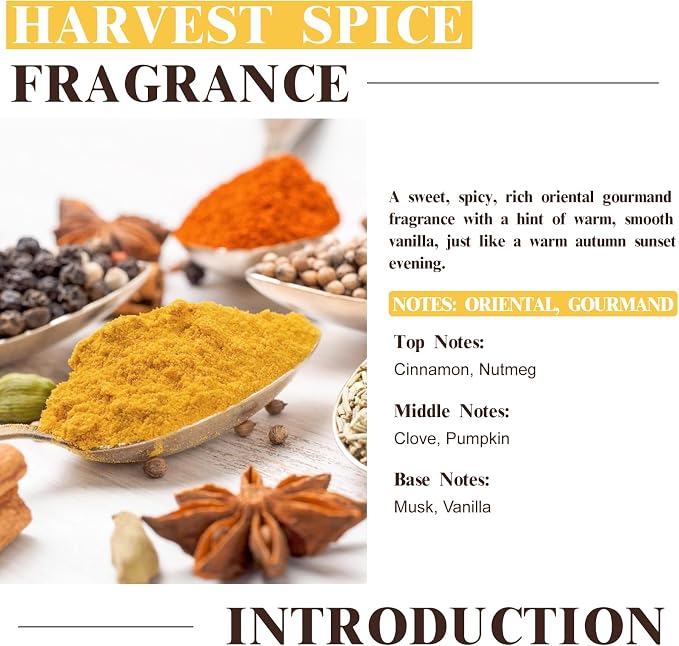 EUQEE Harvest Spice Fragrance Oil 2.02 Fl oz/ 60ml | Essential Oil for Soap Candle Making, Diffusers, DIY Bath Bombs