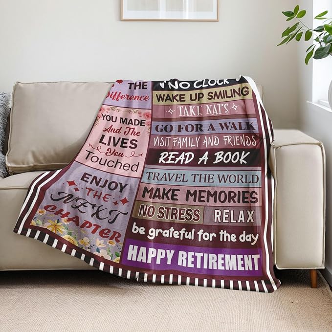 Retirement Gift for Woman or Men, Retirement Blanket for Women 60"X80" | Happy Retirement Party Decorations, Happy Retirement Gifts for Women Mom Teacher Nurse Coworker Retirees- Retirement Blanket