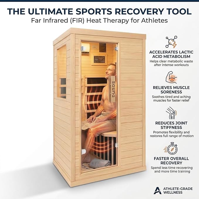 Far Infrared Sauna Room for Home Use - 1350W Natural Hemlock Indoor Personal Wooden Personal Dry Sauna with Rapid Heating, Perfect for Athletes, Busy Professionals & Arthritis Sufferers