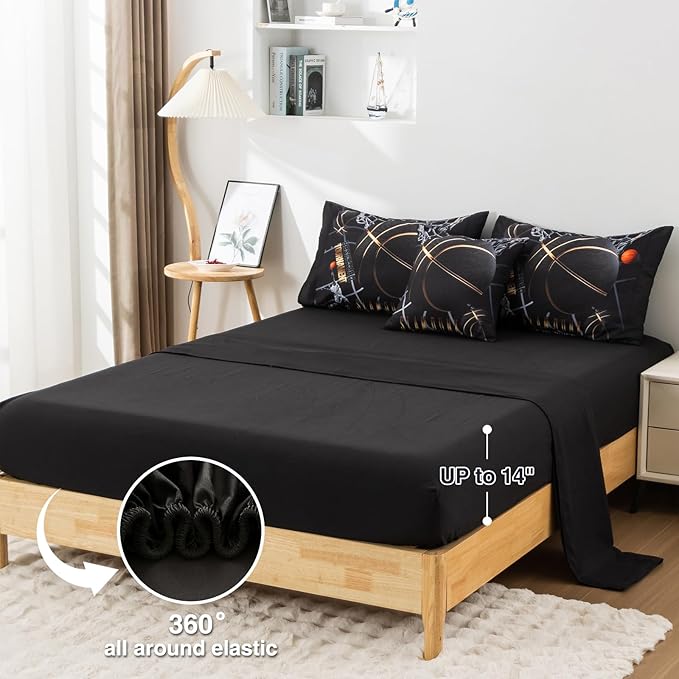 A Nice Night Comforter Set,6 Piece Bed-in-a-Bag with Comforter & Sheet Sets,Basketball Court with Sportsman Slam Dunk Printing for Kids Teen Boys,Queen