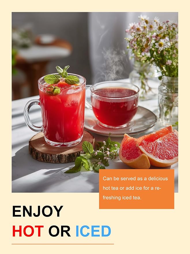 TeeLux Citrus Hibiscus Herbal Tea, Refreshing & Tangy Fruit Blend with Lemongrass & Mint, Caffeine-Free, Loose Leaf, Hot or Iced Tea, 3.5 oz