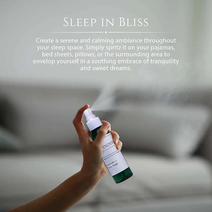 Lavender Sleep Spray for Pillows, Linens & Pajamas – Natural Calming Lavender & Clary Sage Aromatherapy Mist with Amethyst & Reiki Energy. Deep Sleep + Bedtime Relaxation for Adults & Kids. 4 oz (1)