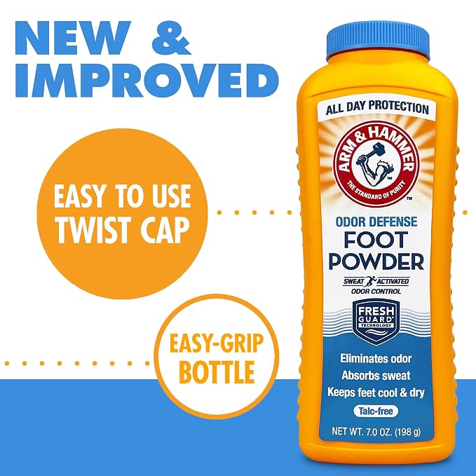 Arm & Hammer Foot Powder for Shoes & Feet, Talc-Free Odor & Moisture Control for Men & Women, 7 oz (3 Pack)