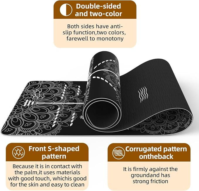 FOLAI Extra Thick Yoga Mat 6mm，pilates mat thick - Non-Slip Exercise Mat for HIIT, Pilates & Home Workouts & Workout with Free Carry Strap