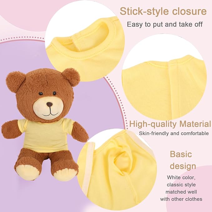 8-Pack Colorful T-Shirts for 17-18 Inch Bears Soft Stuffed Animal Clothes Set (8 Mixed Color)