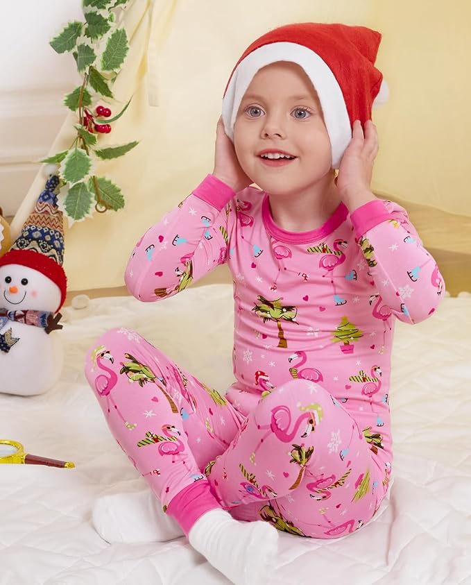Bamboo Viscose Toddler Girls Kids Pajamas Unicorn Mermaid Pjs Long Sleeve Snug fit 12M-8Y 2pcs Soft Jammies