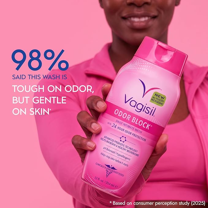 Vagisil Feminine Wash for Intimate Area Hygiene, Odor Block, Gynecologist Tested, Hypoallergenic, 12 oz, (Pack of 3)