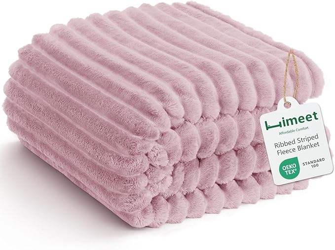 HIMEET Dusty Purple Full Blanket for Bed, 300GSM Ribbed Fleece, 84 x 90 in | Ultra Soft Flannel, All-Season Lightweight Warmth, Bed Layering & Home Room Decor, Gift for Men & Women, Machine Washable