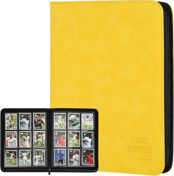 Trading Card Binder, Premium 9 Pocket Double Sided 540 Pocket PU Card Collection Binder, Collectible Trading Card Albums for MTG, TCG, Sport Card, Game Cards (Yellow)