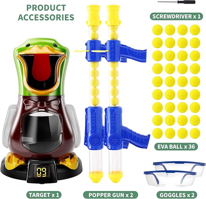 Duck Shooting Toys for Kids 3-5 Years, 2 Packs of Foam Shooting Toy with Movable Shooting Game, Interactive Competition Game Gifts for Boys and Girls Ages 6 7 8 9+ Years Old