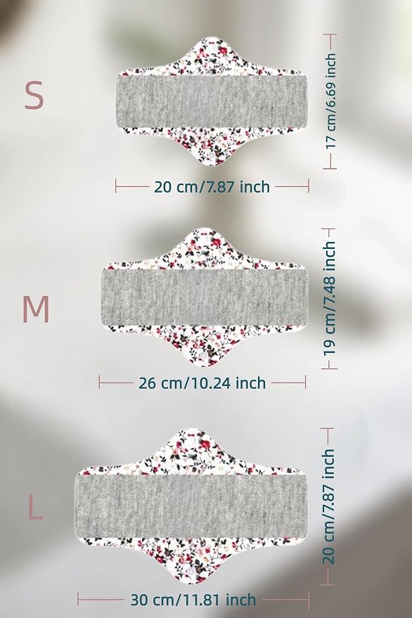 Washable Menstrual Pads,Reusable Incontinence Pads,Panty Liners Pads,Period Pads Sanitary Napkins,with 1 Storage Bag,for Women Postpartum/Incontinence Patients(Graphene Colored flower/M/6pcs)