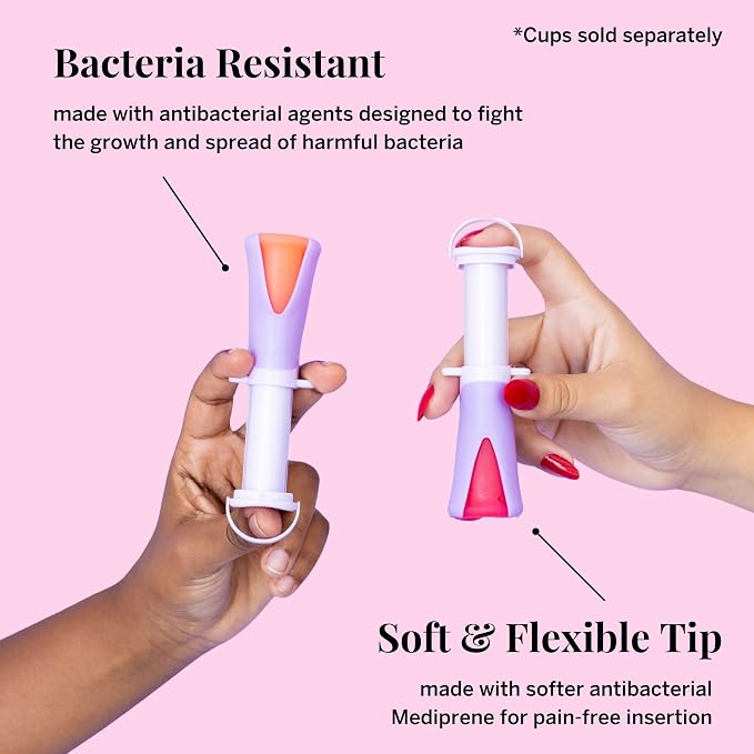 Pixie Menstrual Cup Applicator - Inserts Like A Tampon - Every Woman Can Now Use Period Cups - Perfect for Long Nails - Self Sanitizer TPE Properties - Travel Case (Cup Applicator)