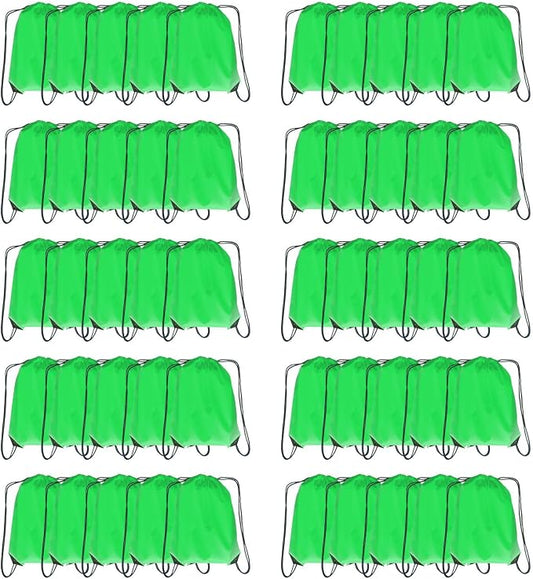 Drawstring Backpack Bulk 50 Packs Draw String Backpack Bags DIY Gym Sports Traveling Trip ride Pedestrianism Yoga Cinch Bag Sackpack Drawstring (green)