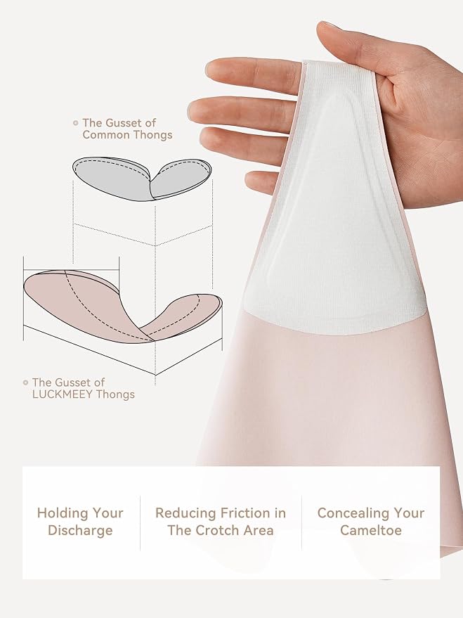 LUCKMEEY Cotton Thongs for Women Seamless Thongs for Women No Show Thong Panty Liners Workout G-String Thongs Underwear