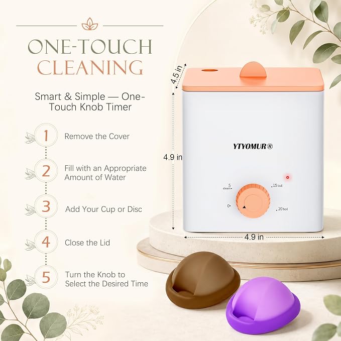 Menstrual Disc with Sterilizer- Menstrual Cup Sterilizer Steamer with 2 Soft & Reusable Period Disc, Menstrual Cups Period Cup Kit