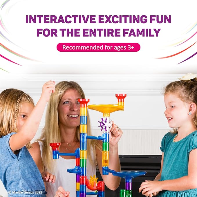 Marble Genius Marble Run - 300 Complete Pieces Maze Track Toys for Adults, Teens, Toddlers & Kids Aged 4-8 Years Old, (181 Translucent Marbulous Pieces + 119 Glass-Marble Set), Extreme Set