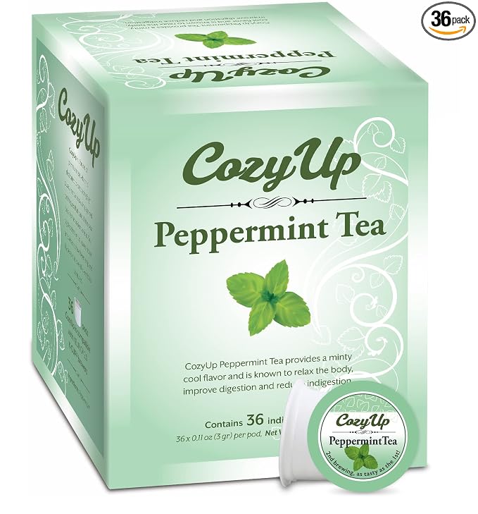 Cozy Up Peppermint Tea K-Cup Pods, 36-Count, Compatible with Keurig Brewers