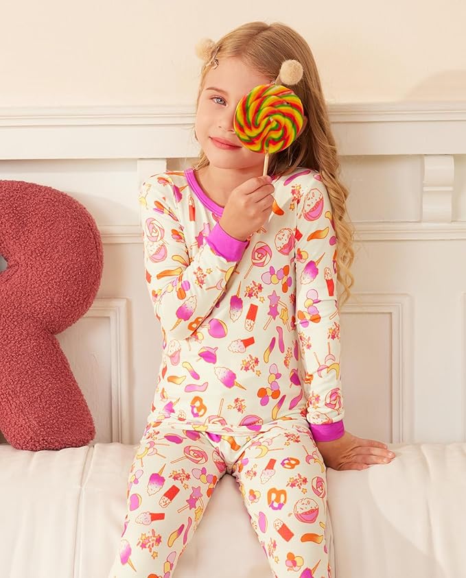 Bamboo Viscose Toddler Girls Kids Pajamas Unicorn Mermaid Pjs Long Sleeve Snug fit 12M-8Y 2pcs Soft Jammies