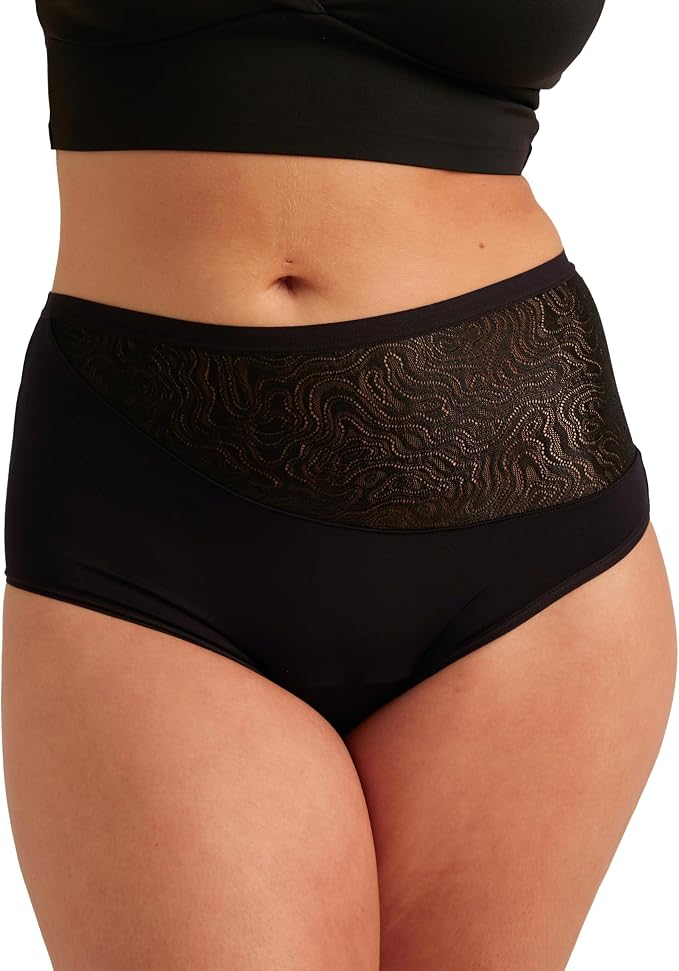 saalt Lace High Waisted Period Underwear | Leakproof, Silky Soft, Recycled Fabric, Full Coverage